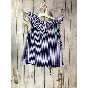 Rachel Riley toddler blue/white vertical striped ruffle sleeveless top Size 6